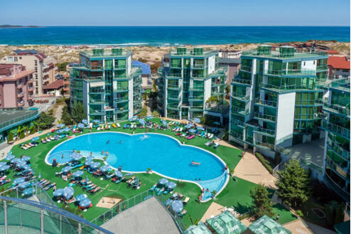ПРИМОРСКО, хотел Приморско дел Сол 5* Нощувка на база All Inclusive на цени от 40.50 лв. на Човек + БАСЕЙН + Чадър и ШЕЗЛОНГ + БОНУС ULTRA ALL INCLUSIVE
